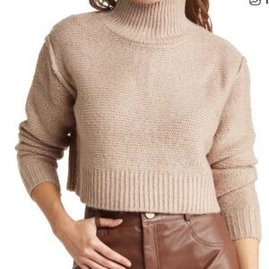 Elodie Mock Neck Cropped Chunky Sweater. Size XS